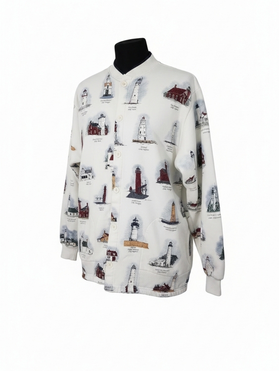 Art Unlimited Other - Vintage Art Unlimited Brand Lighthouse Graghic Cardigan Sweatshirt Size Large